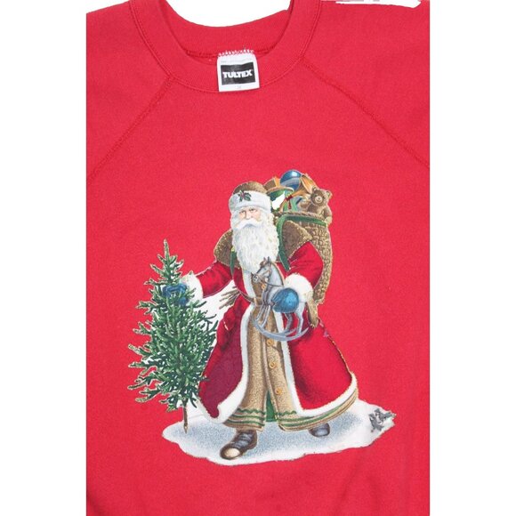 Vintage Santa Christmas Sweatshirt Winter Red Crewneck St Nick Tultex Size 2X - Picture 2 of 7